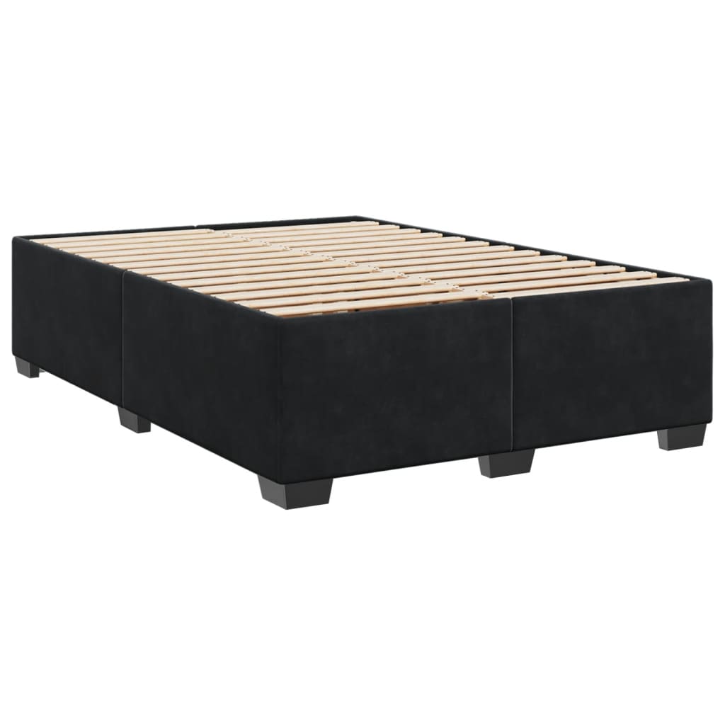 Box Spring Bed with Mattress Black 140x200 cm Velvet