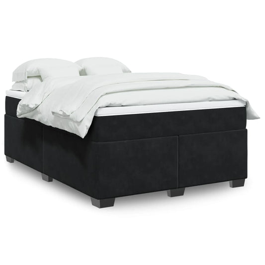 Box Spring Bed with Mattress Black 140x200 cm Velvet