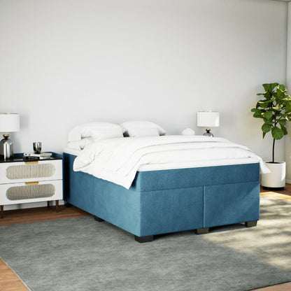 Box Spring Bed with Mattress Dark Blue 140x200 cm Velvet