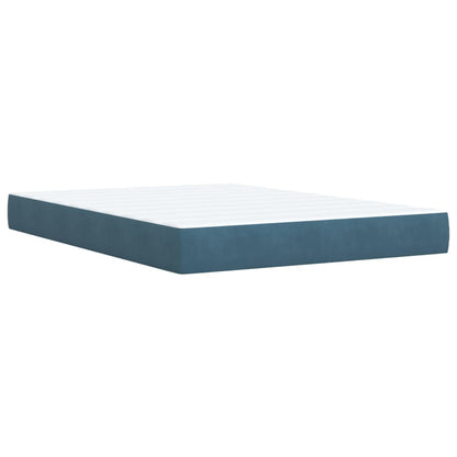 Box Spring Bed with Mattress Dark Blue 140x200 cm Velvet