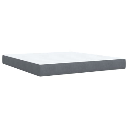 Box Spring Bed with Mattress Dark Grey 180x200 cm Velvet