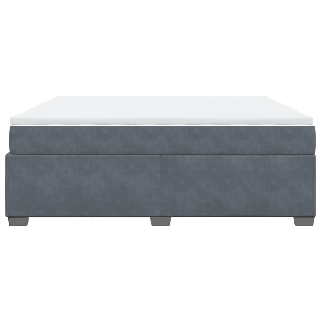 Box Spring Bed with Mattress Dark Grey 180x200 cm Velvet