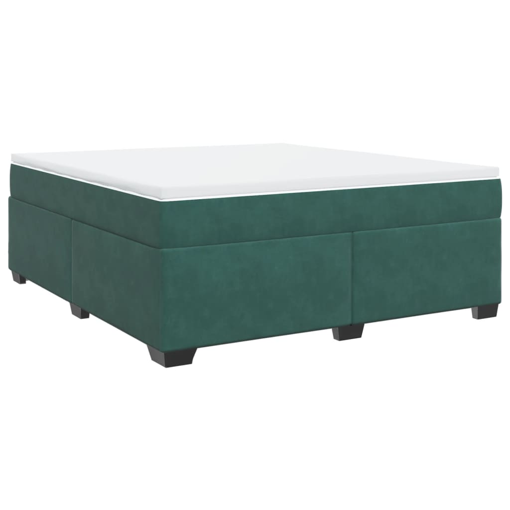 Box Spring Bed with Mattress Dark Green 180x200 cm Velvet