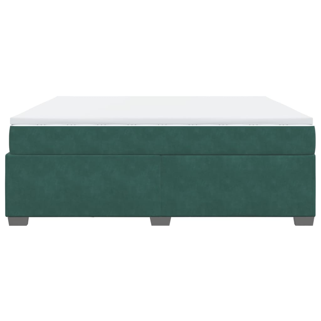 Box Spring Bed with Mattress Dark Green 180x200 cm Velvet