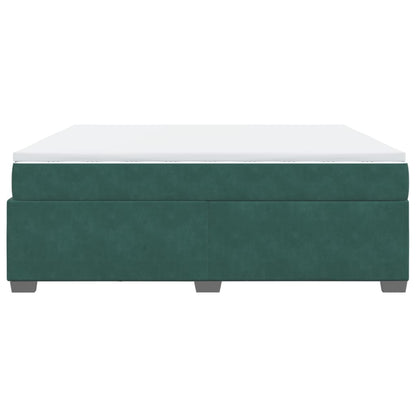 Box Spring Bed with Mattress Dark Green 180x200 cm Velvet