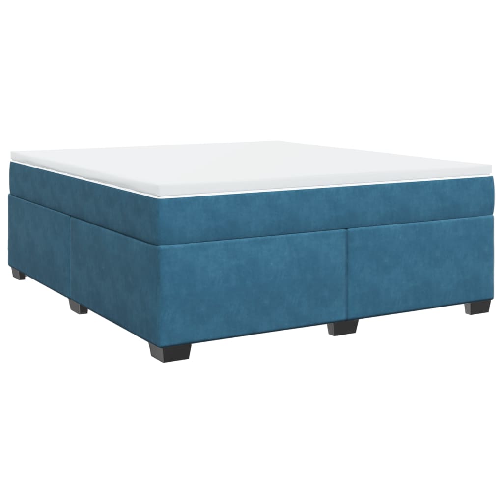 Box Spring Bed with Mattress Dark Blue 180x200 cm Velvet