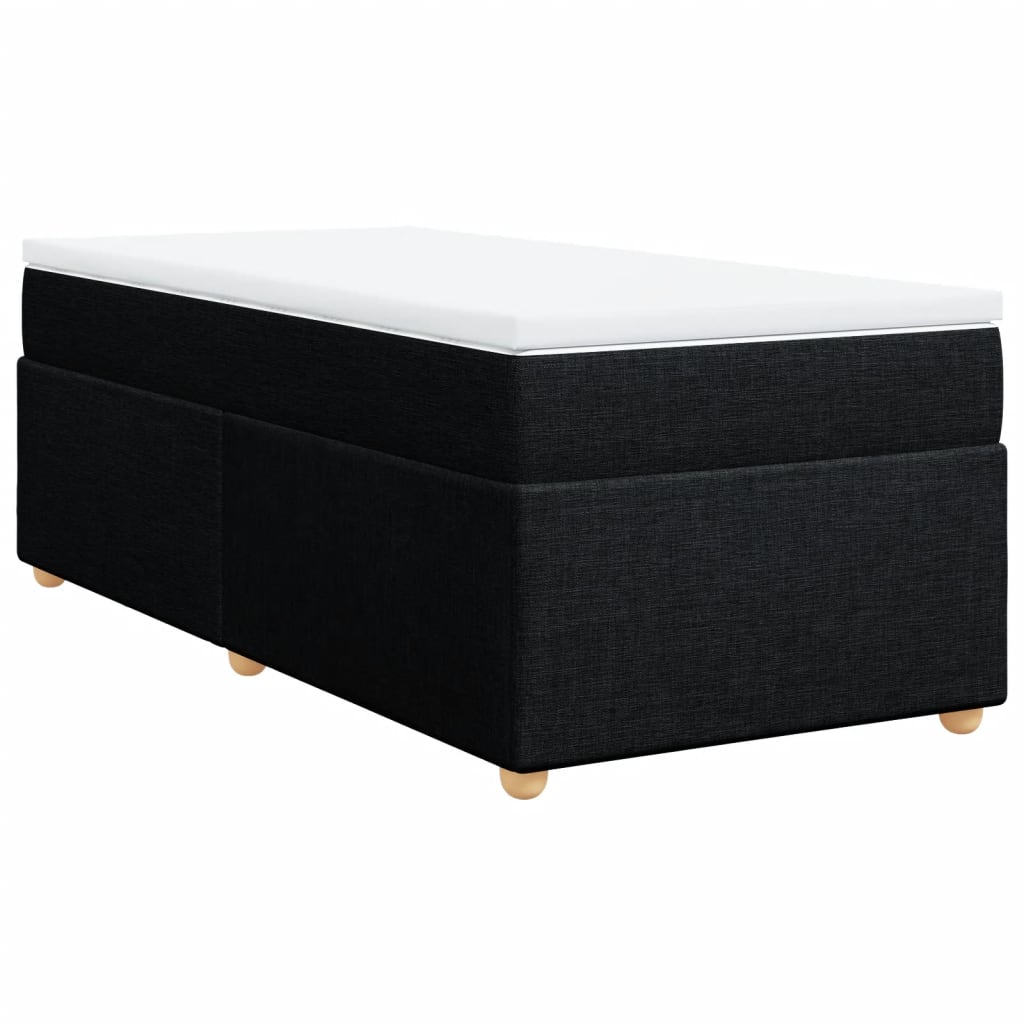 Box Spring Bed with Mattress Black 90x200 cm Fabric