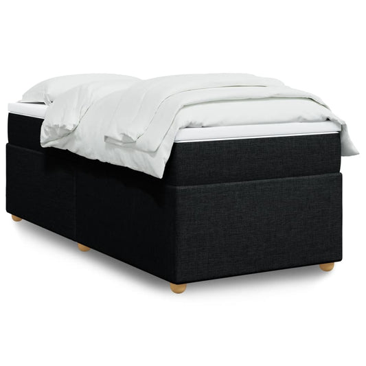 Box Spring Bed with Mattress Black 90x200 cm Fabric