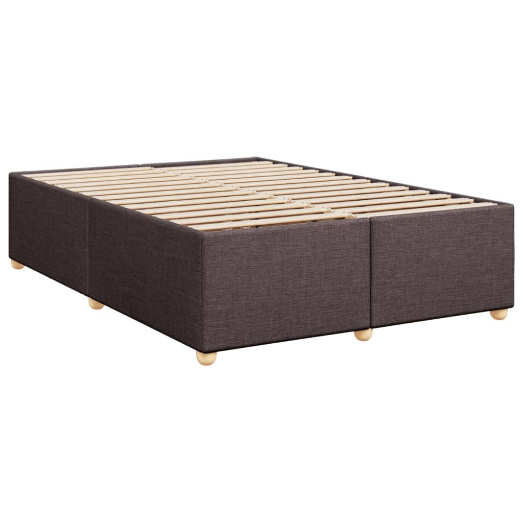 Box Spring Bed with Mattress Dark Brown 140x200 cm Fabric