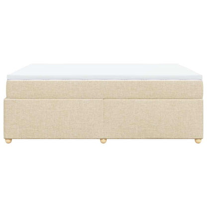Box Spring Bed with Mattress Cream 140x200 cm Fabric