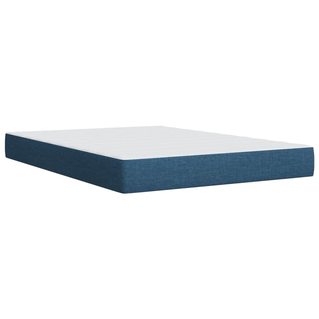 Box Spring Bed with Mattress Blue 140x200 cm Fabric