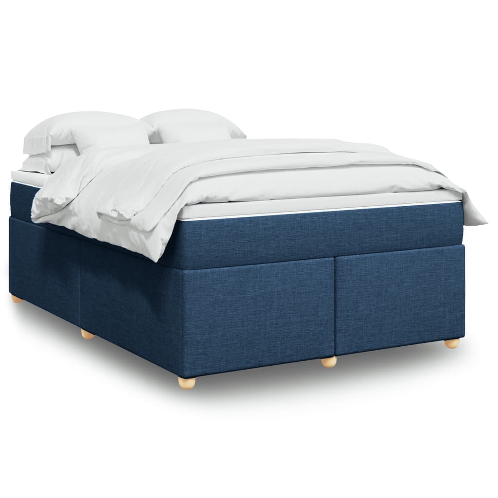 Box Spring Bed with Mattress Blue 140x200 cm Fabric