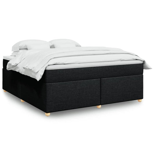 Box Spring Bed with Mattress Black 180x200 cm Fabric