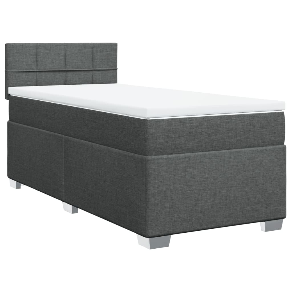 Box Spring Bed with Mattress Dark Grey 100x200 cm Fabric