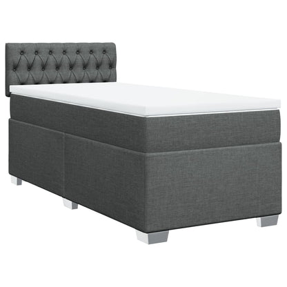Box Spring Bed with Mattress Dark Grey 100x200 cm Fabric