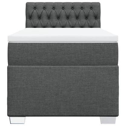 Box Spring Bed with Mattress Dark Grey 100x200 cm Fabric