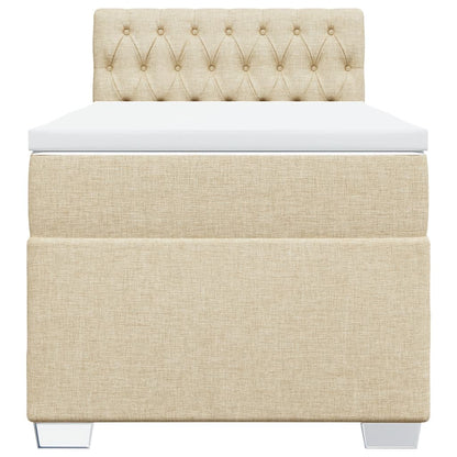 Box Spring Bed with Mattress Cream 100x200 cm Fabric