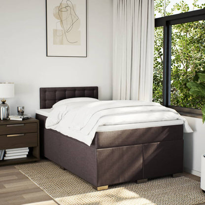 Box Spring Bed with Mattress Dark Brown 120x190 cm Fabric