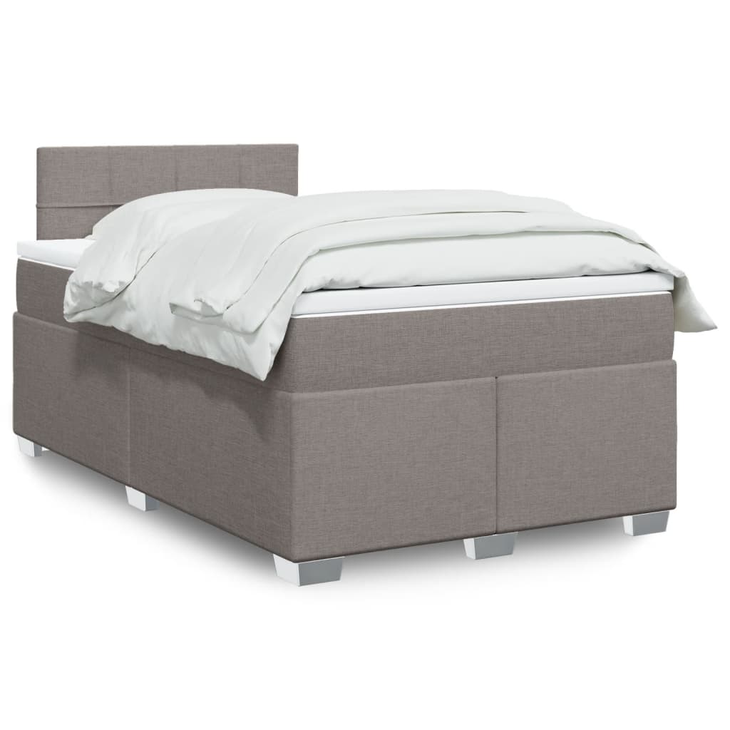 Box Spring Bed with Mattress Taupe 120x200 cm Fabric