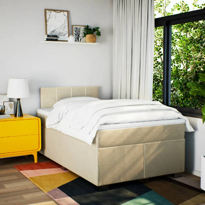Box Spring Bed with Mattress Cream 120x200 cm Fabric