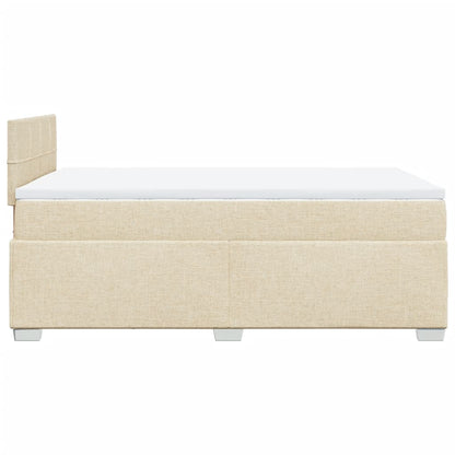 Box Spring Bed with Mattress Cream 120x200 cm Fabric