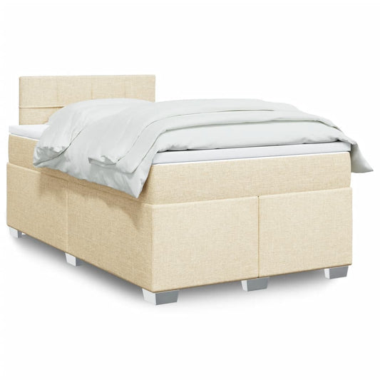 Box Spring Bed with Mattress Cream 120x200 cm Fabric