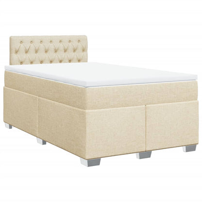 Box Spring Bed with Mattress Cream 120x200 cm Fabric
