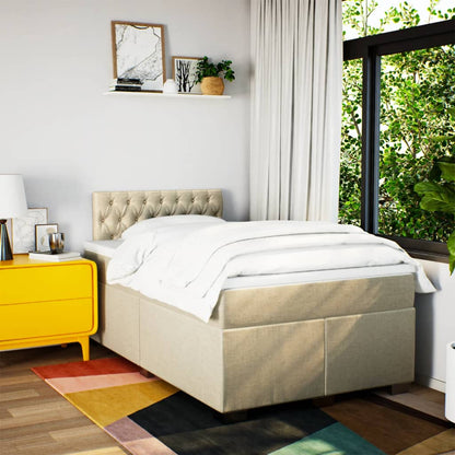 Box Spring Bed with Mattress Cream 120x200 cm Fabric