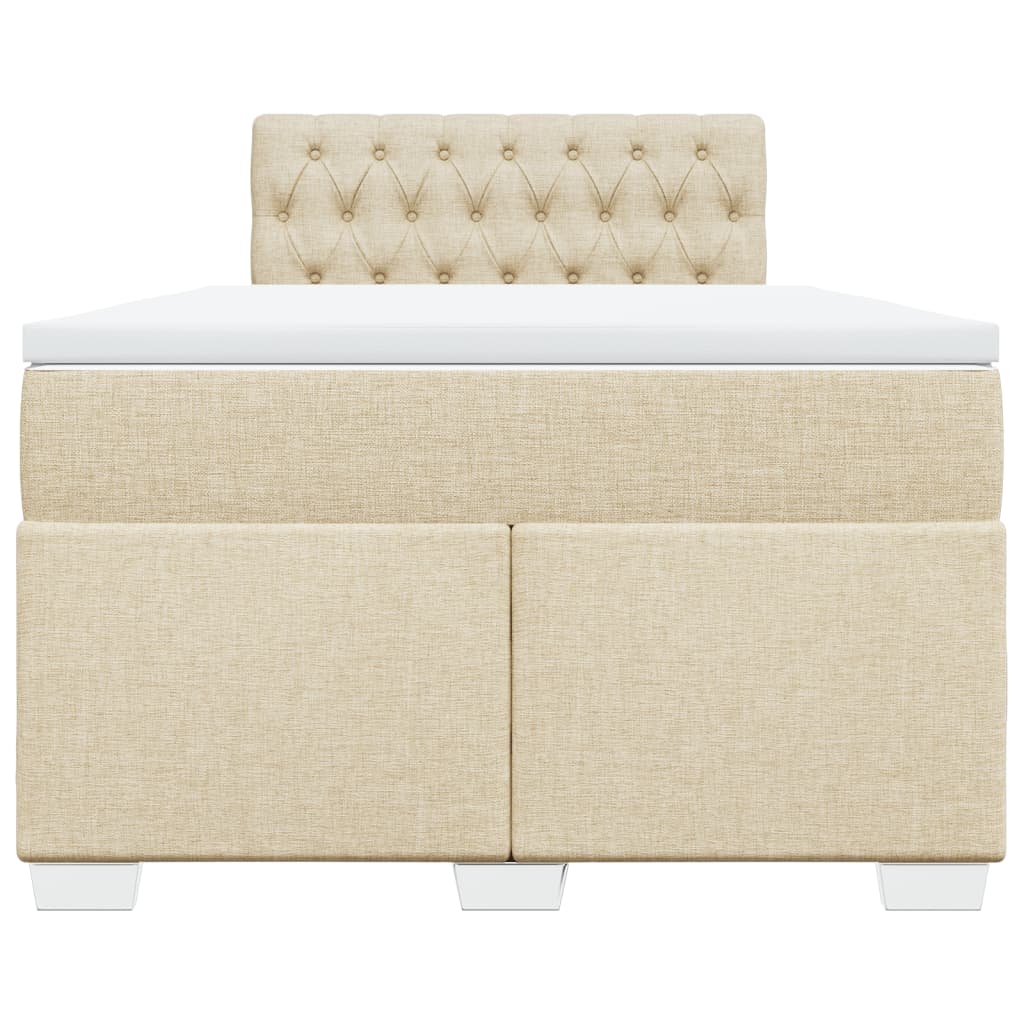 Box Spring Bed with Mattress Cream 120x200 cm Fabric