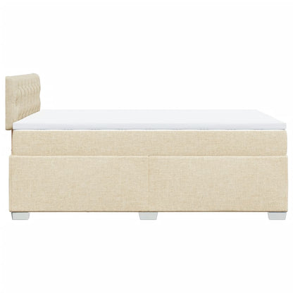 Box Spring Bed with Mattress Cream 120x200 cm Fabric