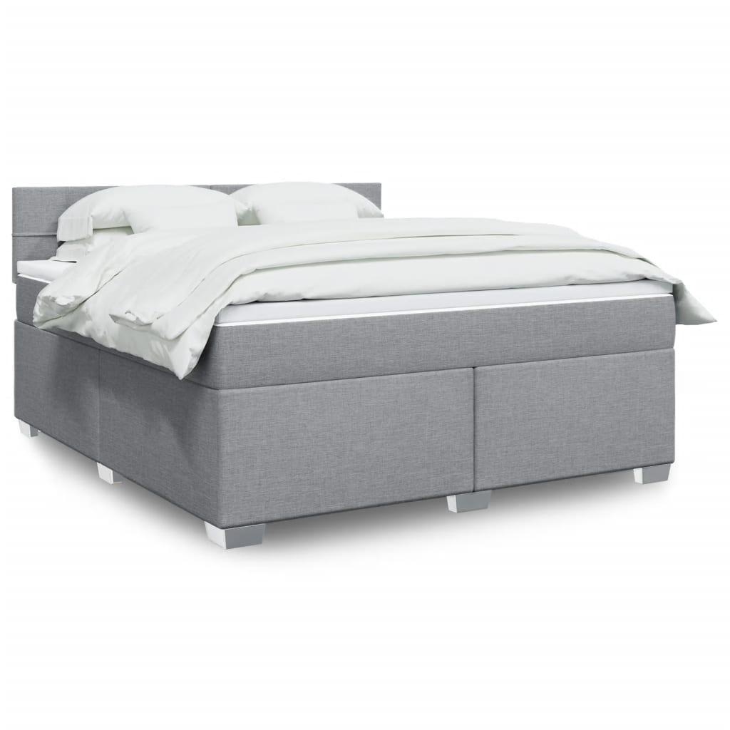 Box Spring Bed with Mattress Light Grey 180x200 cm Fabric