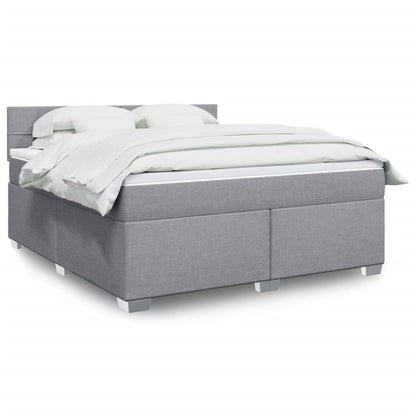 Box Spring Bed with Mattress Light Grey 180x200 cm Fabric