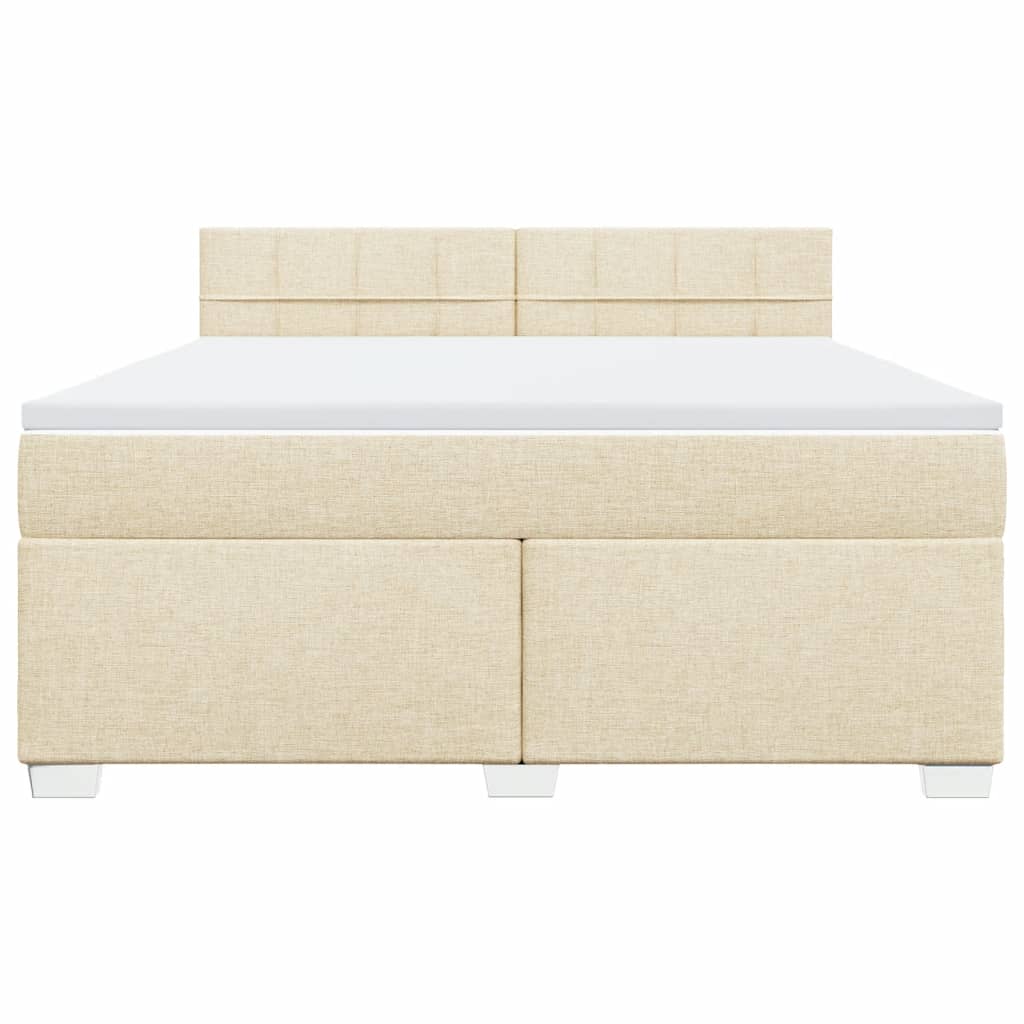 Box Spring Bed with Mattress Cream 180x200 cm Fabric