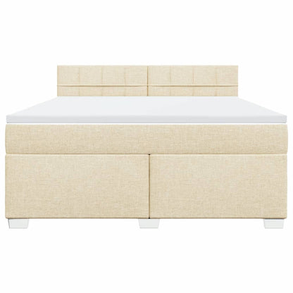 Box Spring Bed with Mattress Cream 180x200 cm Fabric
