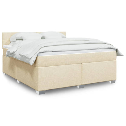 Box Spring Bed with Mattress Cream 180x200 cm Fabric