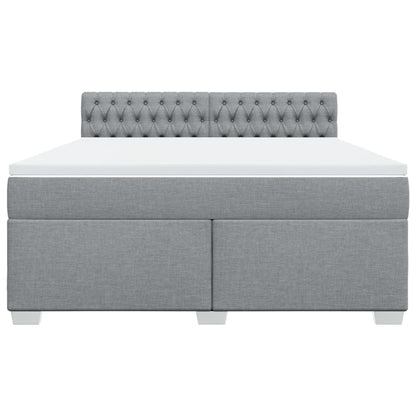 Box Spring Bed with Mattress Light Grey 180x200 cm Fabric