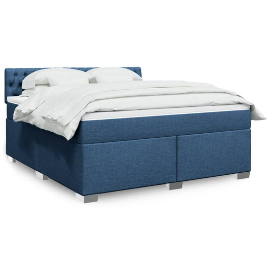 Box Spring Bed with Mattress Blue 180x200 cm Fabric