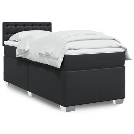 Box Spring Bed with Mattress Black 80x200 cm Faux Leather