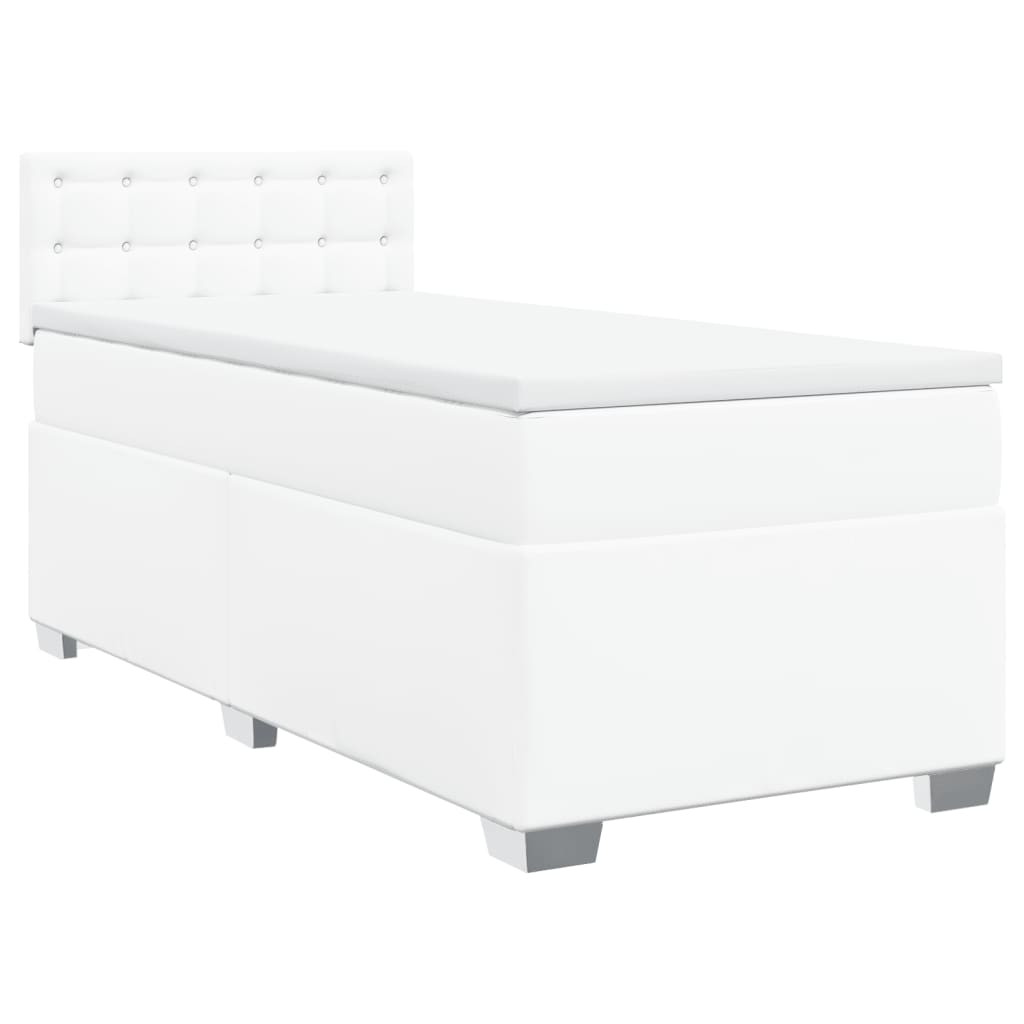 Box Spring Bed with Mattress White 80x200 cm Faux Leather