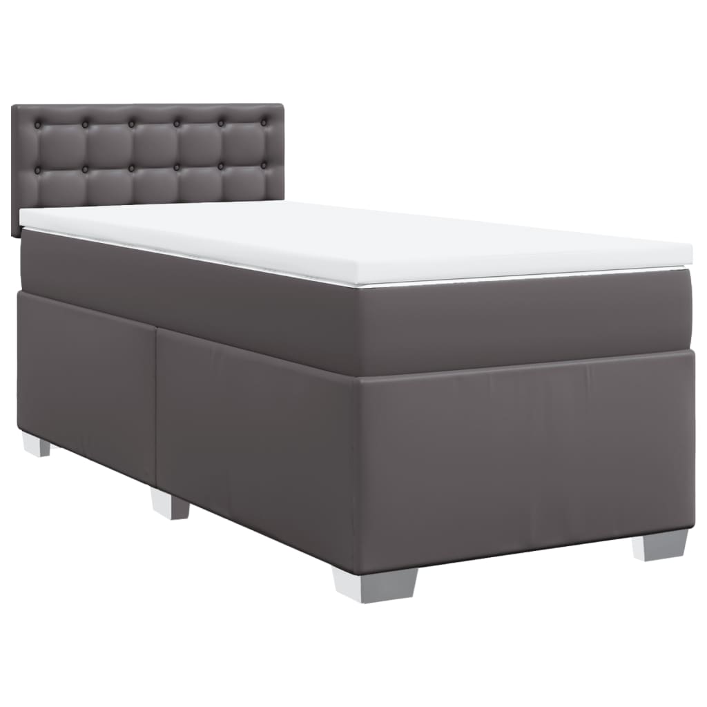 Box Spring Bed with Mattress Grey 80x200 cm Faux Leather