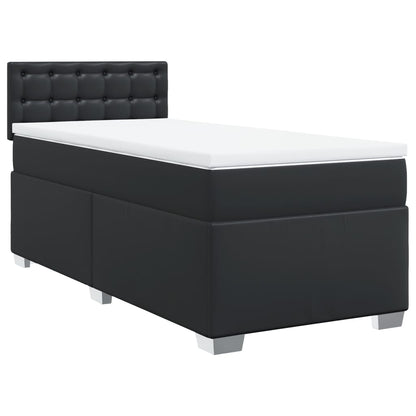Box Spring Bed with Mattress Black 90x200 cm Faux Leather