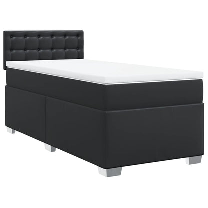 Box Spring Bed with Mattress Black 100x200 cm Faux Leather