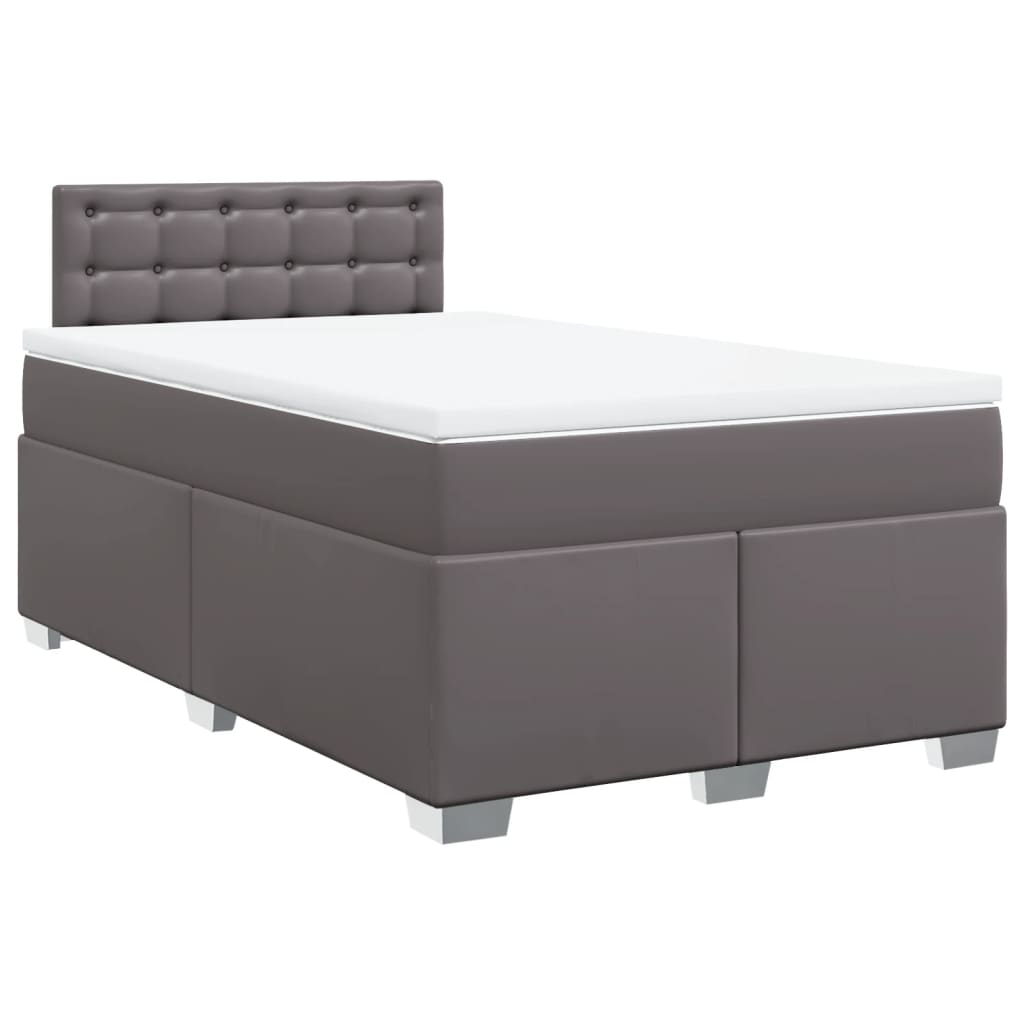 Box Spring Bed with Mattress Grey 120x190 cm Faux Leather