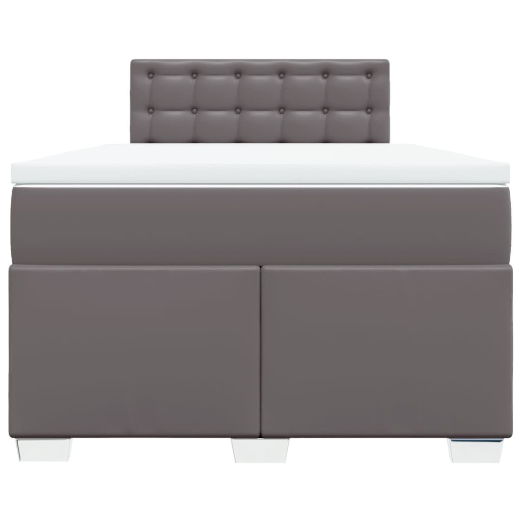 Box Spring Bed with Mattress Grey 120x190 cm Faux Leather