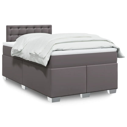 Box Spring Bed with Mattress Grey 120x190 cm Faux Leather