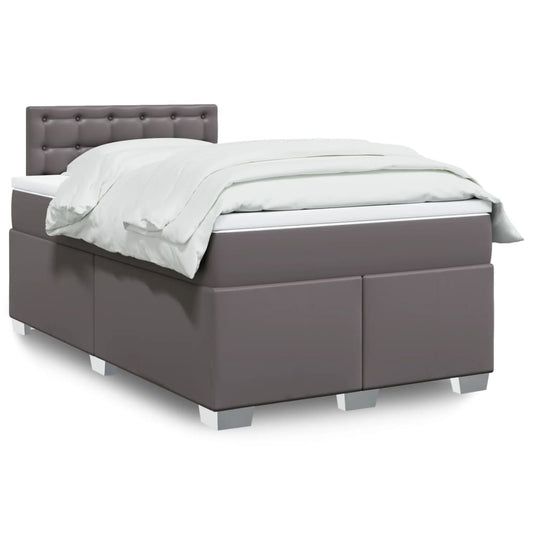 Box Spring Bed with Mattress Grey 120x190 cm Faux Leather