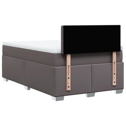 Box Spring Bed with Mattress Grey 120x200 cm Faux Leather