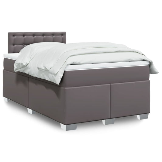 Box Spring Bed with Mattress Grey 120x200 cm Faux Leather
