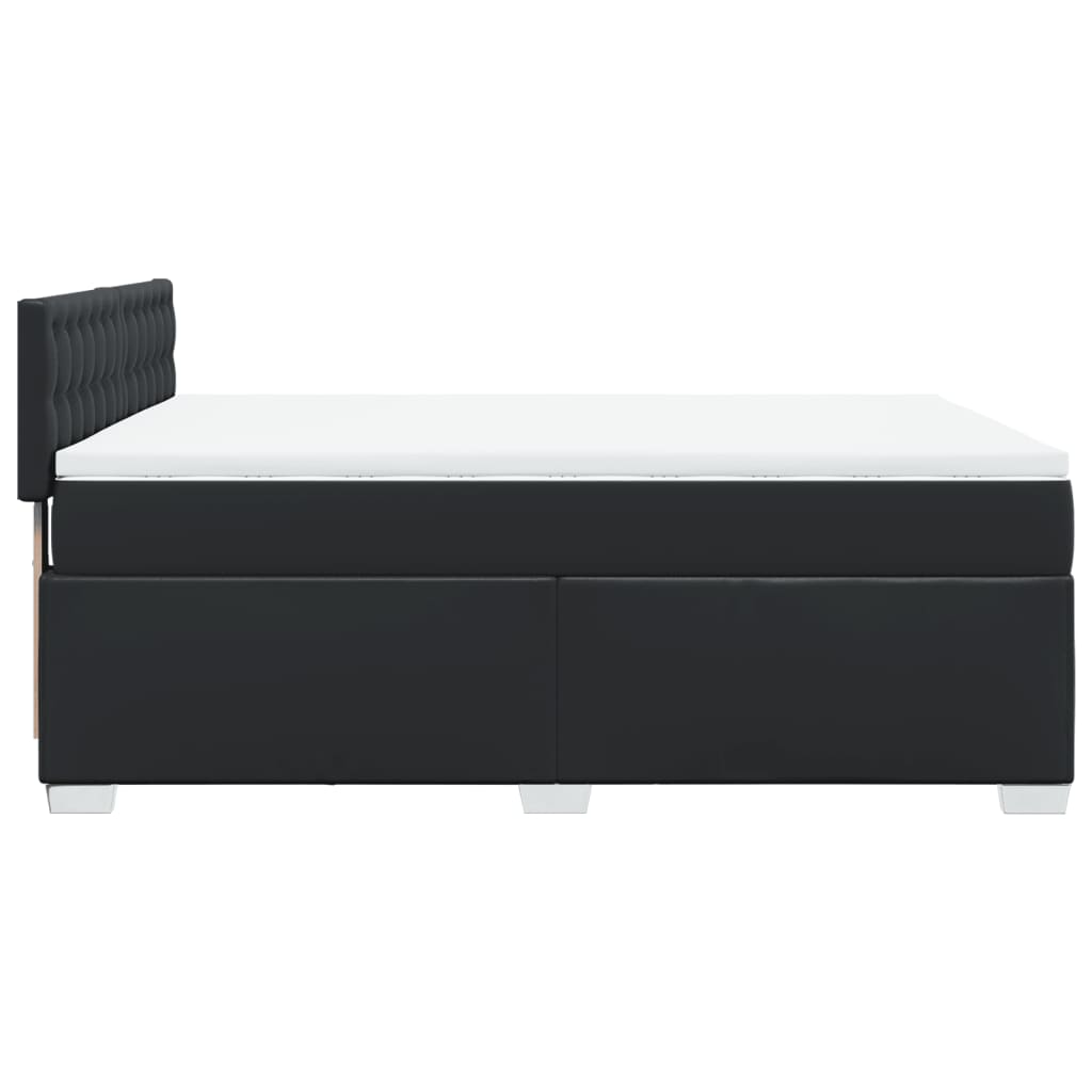 Box Spring Bed with Mattress Black 140x190 cm Faux Leather