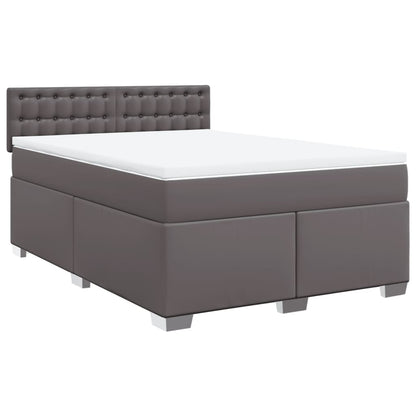 Box Spring Bed with Mattress Grey 140x200 cm Faux Leather